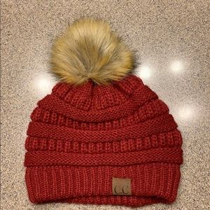 C.C. Pom Beanie in Burgundy